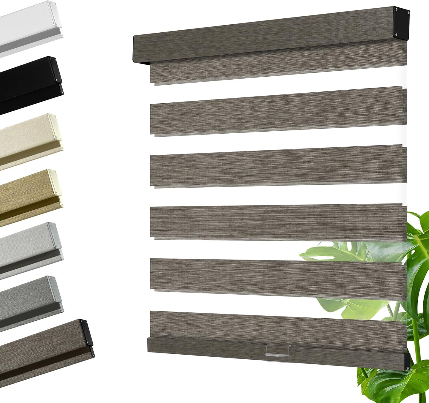 Cordless Zebra Blinds for Windows, Blackout Interior Blinds,Easy to Install,UV Protection,for Offices and Home,Custom Roller Shades, Mousse Dark Bown,48" W x 80" H