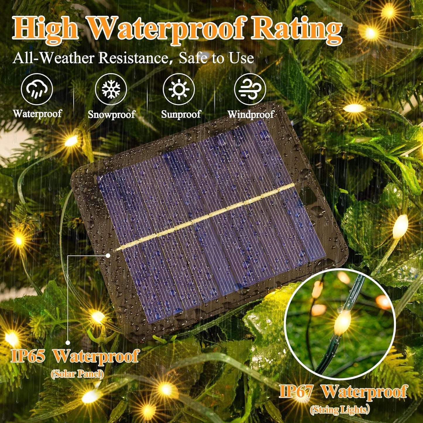 Solar String Lights 240LED 79FT, IP67 Waterproof Solar Lights for Outside with 8 Lighting Modes, Upgraded Solar Panel Fairy Lights for Garden Party Wedding Decorations (Warm White)