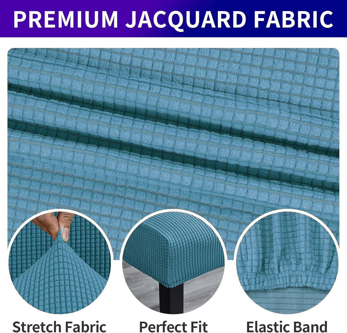 Howhic Stretch Chair Covers for Dining Room Set of 6, Removable Washable Dining Room Chair Covers, Dining Chair Slipcovers Seat Protector, Great Decoration for Home and Banquet (Dusty Blue, 6 Pack)