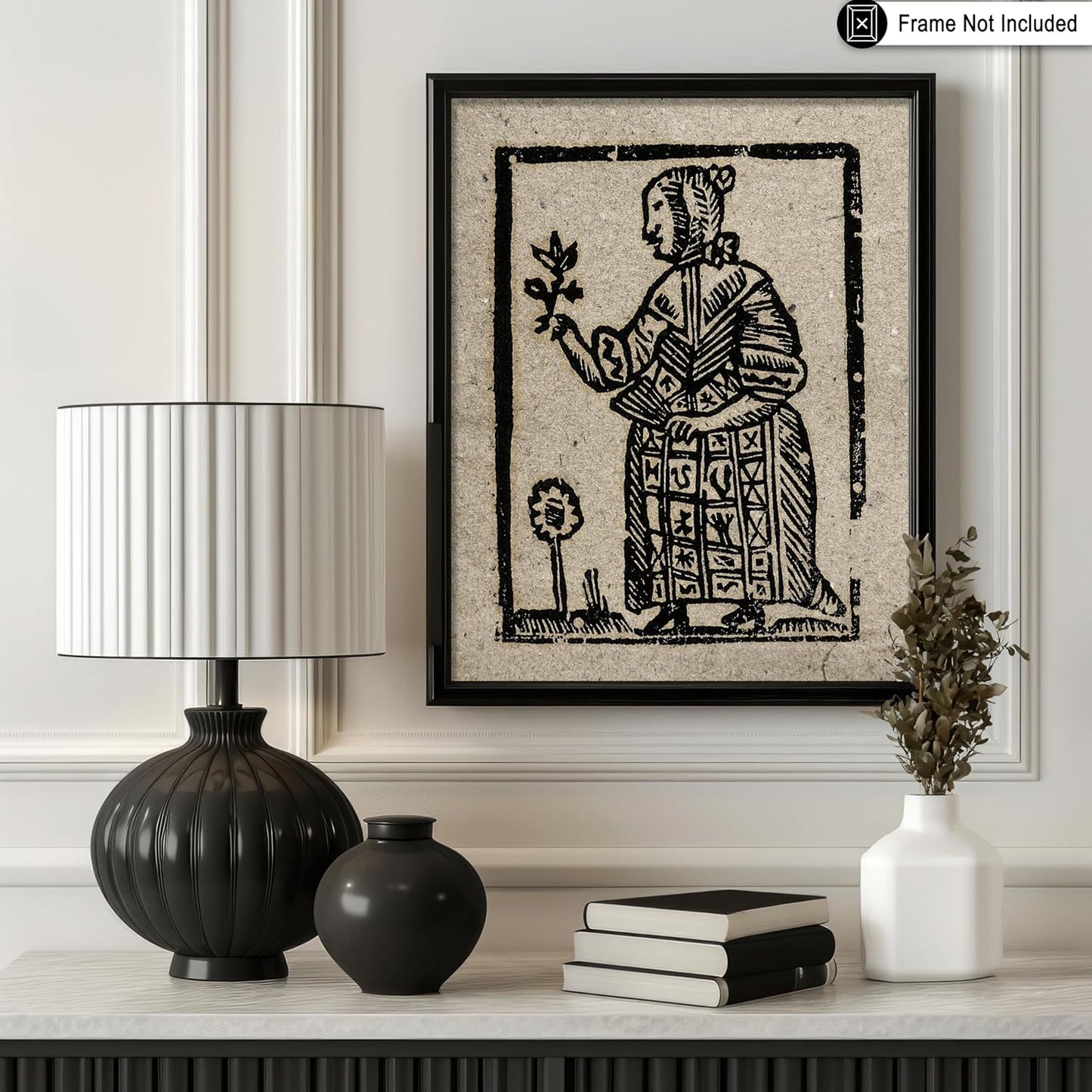 Poster Master Vintage Witch Poster - Retro Witch Holding Plant Print - Halloween Art - Pagan Art - Gift for Men & Women - Gothic Wall Decor for Living Room, Bedroom or Office - 8x10 UNFRAMED Wall Art
