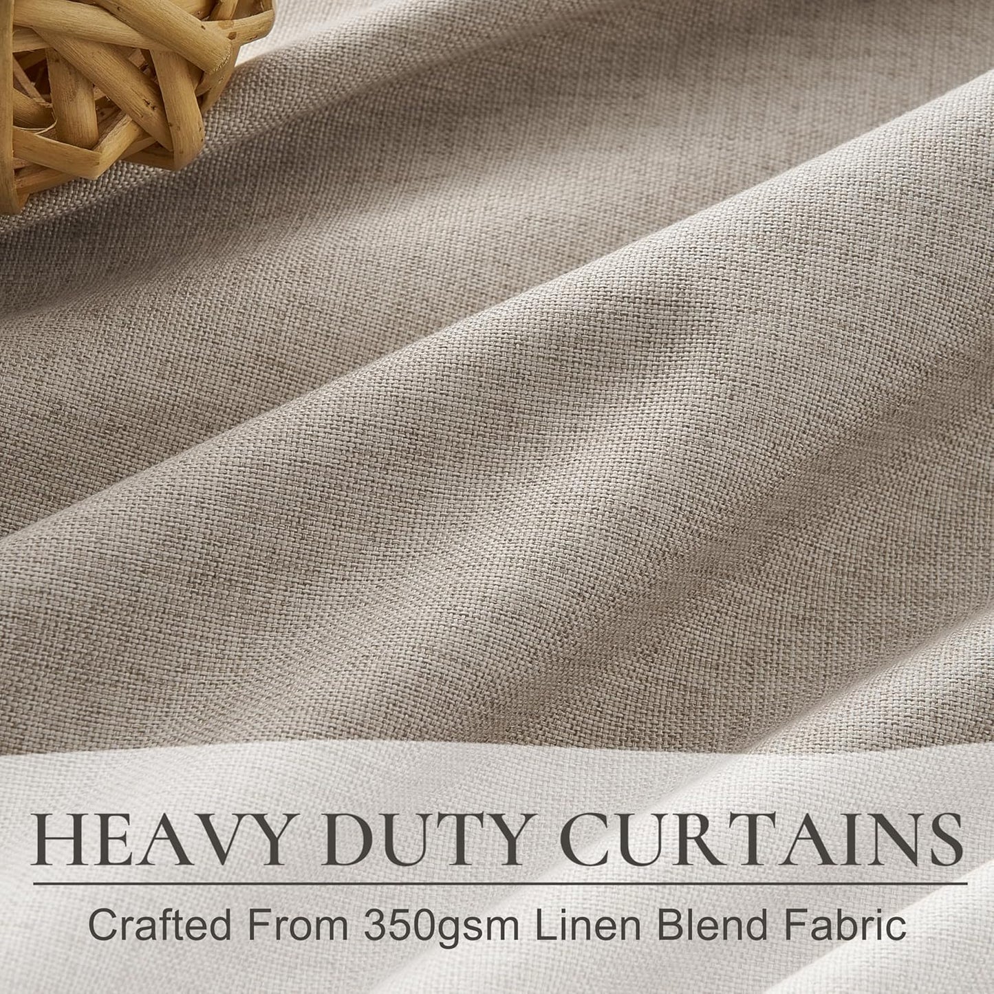 Extra Long Floor to Ceiling Pinch Pleat 108 Inch Curtains for Living Room 2 Panels Set, Luxury Grey Flax Linen Textured Viral Window Drapes with Hooks&Rings Heat Blocking Curtain for Summer Heat