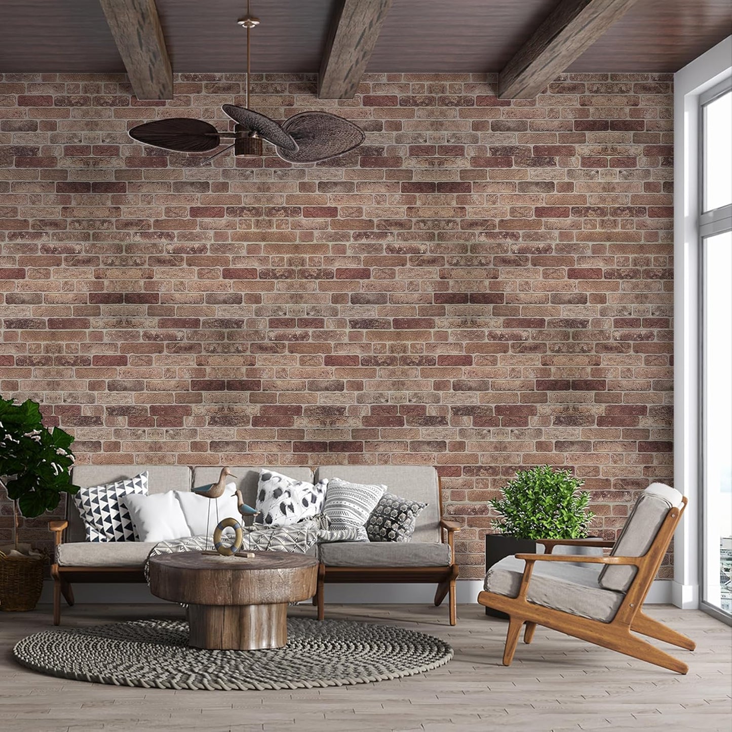IZODEKOR 3D Wall Panels Brick Effect - Cladding, Stone Look, Styrofoam Facing for Living Room, Kitchen, Bathroom, Balcony, Bedroom, Back of Counter | Farmhouse Style (10 x Panels) - Covers 53 sq ft
