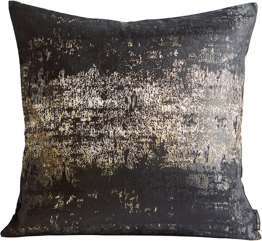 THE-TINOART Black & Gold Modern Luxury Pillow Cover 20x20 - Jacquard Embroidery with Metallic Thread, Reversible Decorative Throw Pillow Cover for Sofa/Bed, Velvet Backing