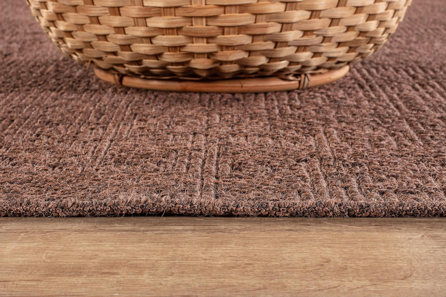 CAMILSON Indoor and Outdoor Runner Rug Brown Solid Boho Woven Design Easy-Cleaning Non Shedding Fiber Living Room Bedroom Garden Patio and Kitchen Washable Outside Carpet Alfombras (2x7)