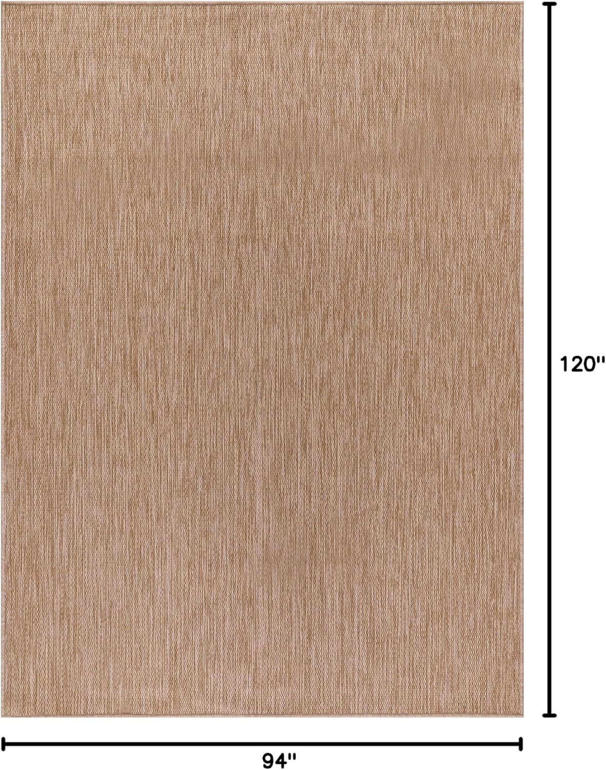 Washable Indoor Outdoor Rug 8x10 Weather Resistant Area Rugs Modern Solid Jute Rug for Porch Deck Balcony Backyard Patio Outside Carpet (8 X 10 Jute Beige)