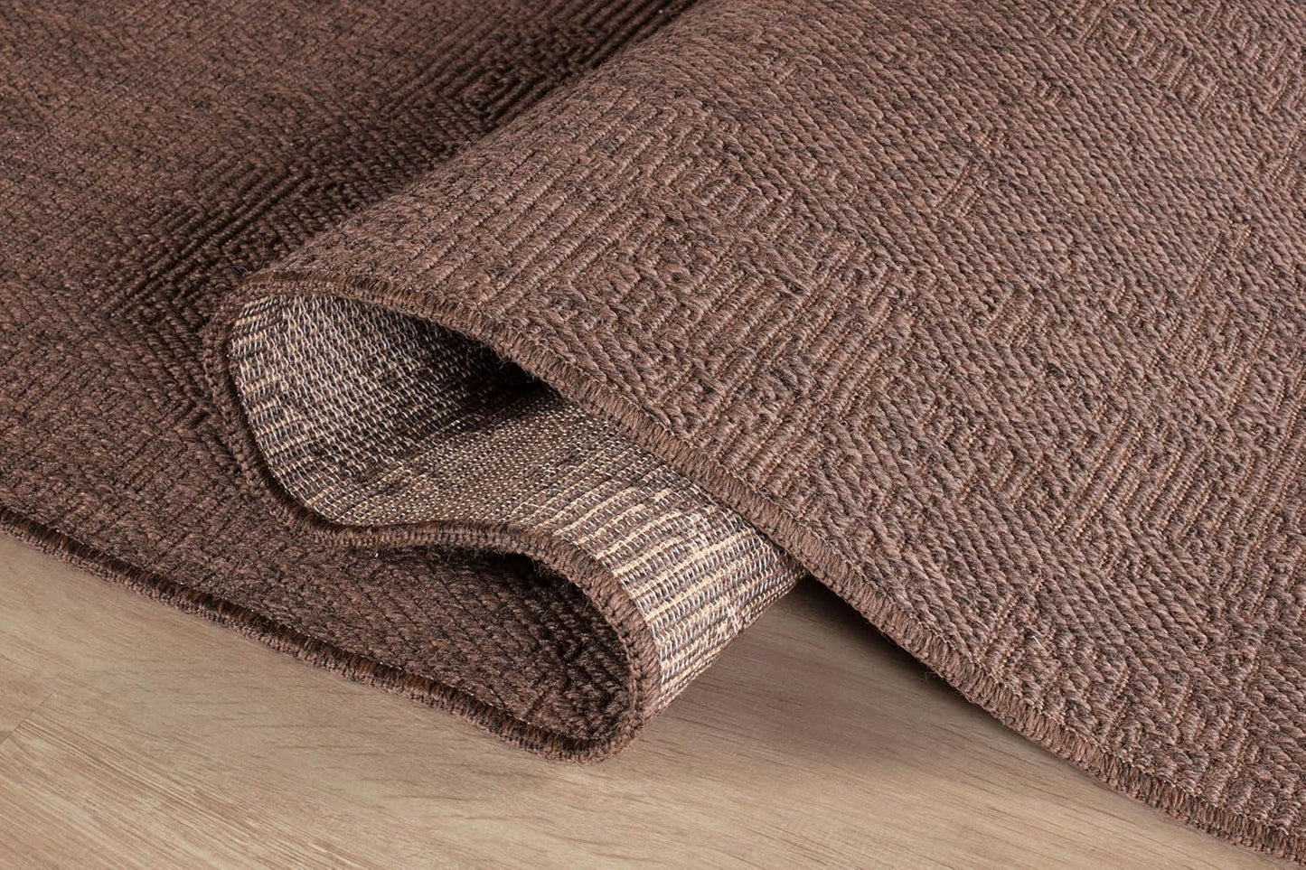 CAMILSON Easy Jute Rug 9x12, Indoor Outdoor Brown Color Fiber Area Rugs for Living Room Patio and Kitchen Rug, Solid Boho Woven Design, Easy-Cleaning, Washable Outside Carpet Alfombras (9 x 12)