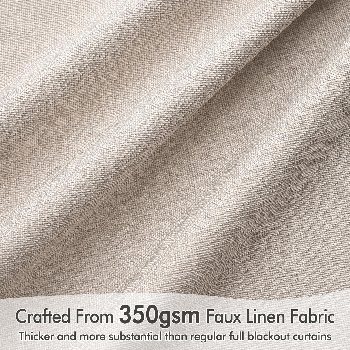 MIULEE 100% Blackout Curtains 84 Inch Long 2 Panels Set for Bedroom, Thick Luxury Faux Linen Black Out Curtain Room Darkening Back Tab Pleat Window Textured Drapes with Hooks for Living Room, Beige