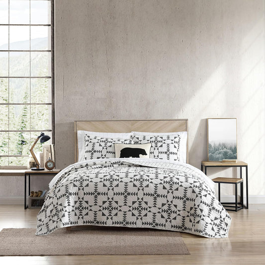 Eddie Bauer - Twin Quilt Set, Reversible Cotton Bedding with Matching Sham, Medium-Weight for Year Round Use, Dorm Essentials (Arrowhead Charcoal)