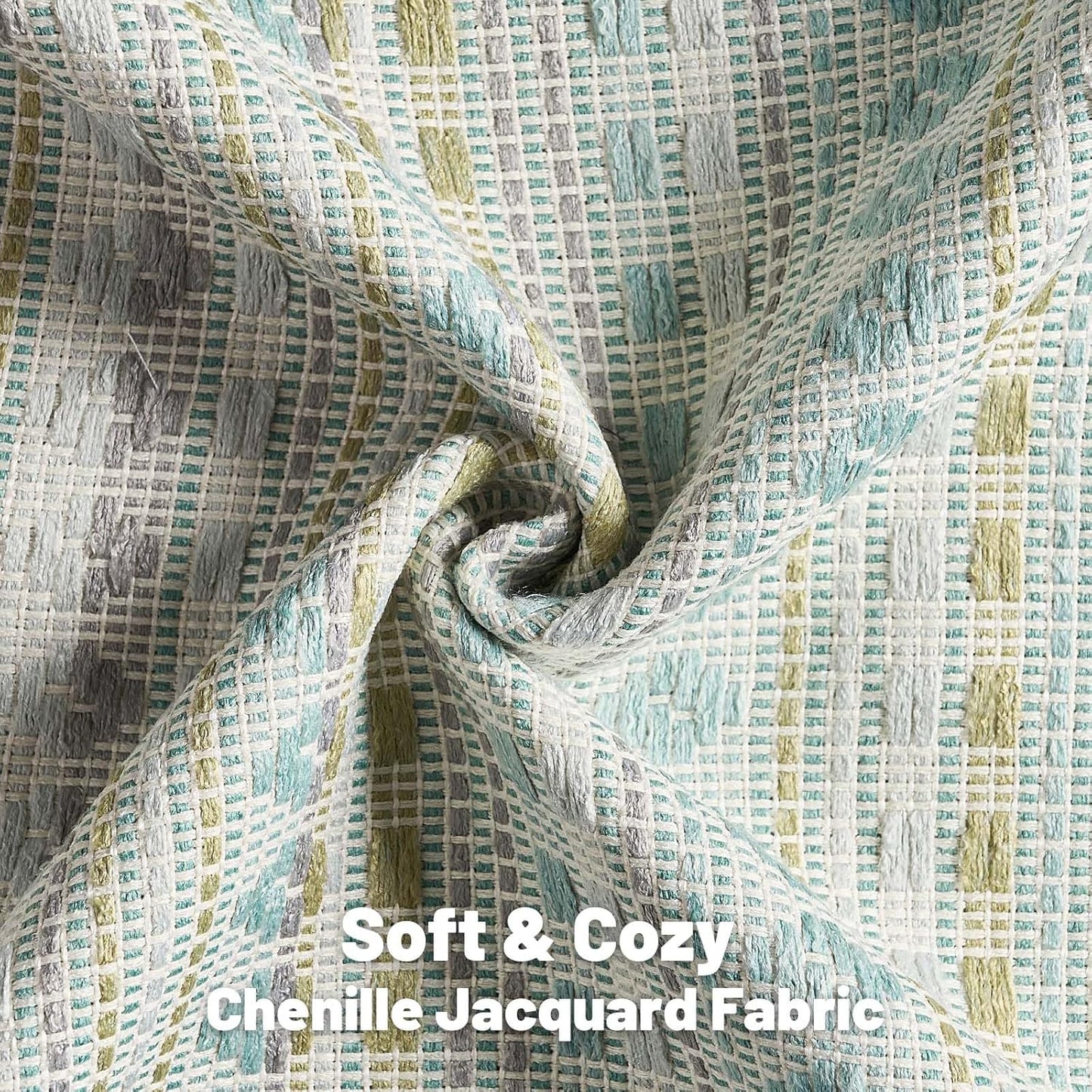 FUTEI Green Blue Decorative Throw Pillow Covers 24x24 Inch Set of 2,Soft Cozy Chenille Jacquard Textured Euro Pillow Shams,Boho Home Decor for Couch Bed Living Room