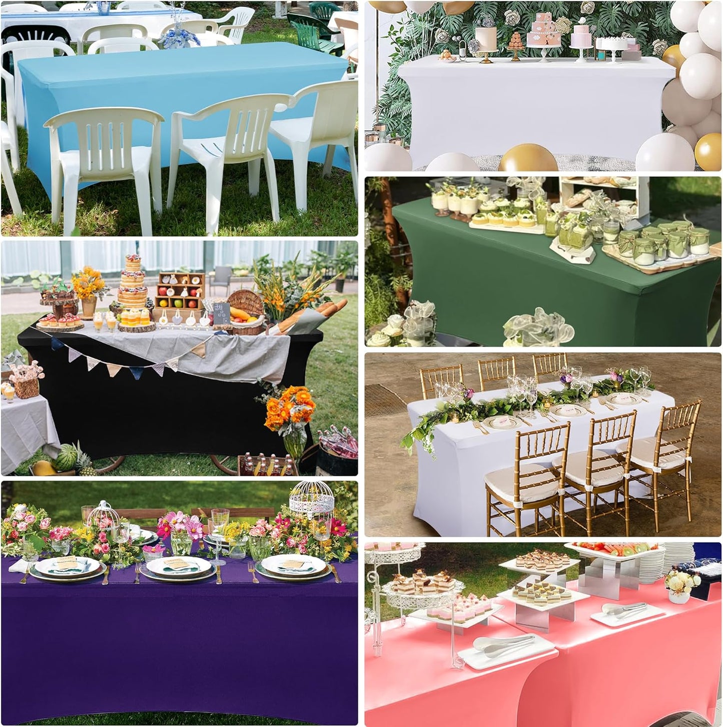 Obstal 6ft Stretch Spandex Table Cover for Standard Folding Tables - Universal Rectangular Fitted Tablecloth Protector for Lemonade Stand, Wedding, Banquet & Party, 72L x 30W x 30H Inches, Yellow, 2pc