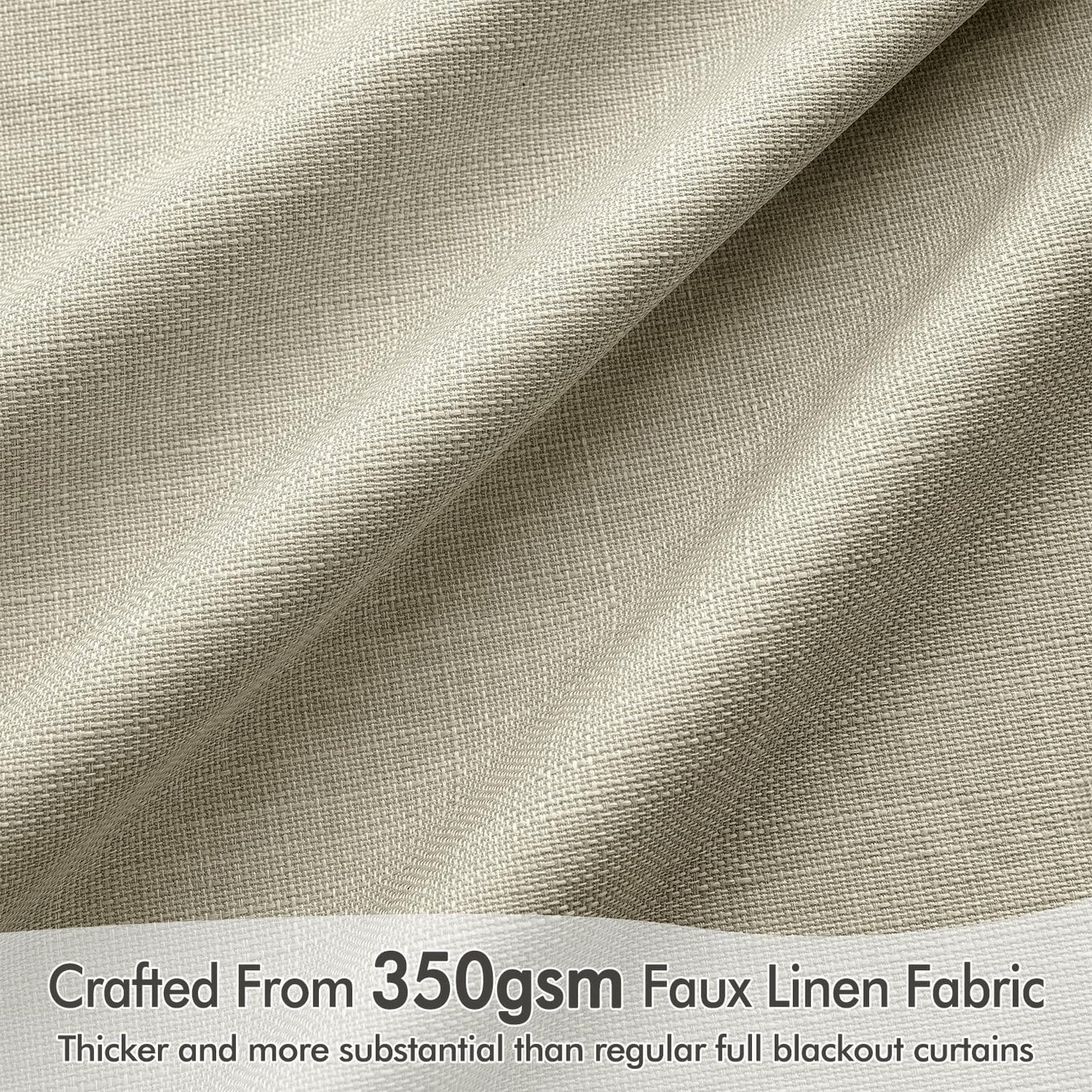 MIULEE 100% Blackout Curtains 90 Inch Long 2 Panels Set for Bedroom, Thick Luxury Faux Linen Black Out Curtain Room Darkening Back Tab Pleat Window Textured Drapes with Hooks for Living Room, Oatmeal