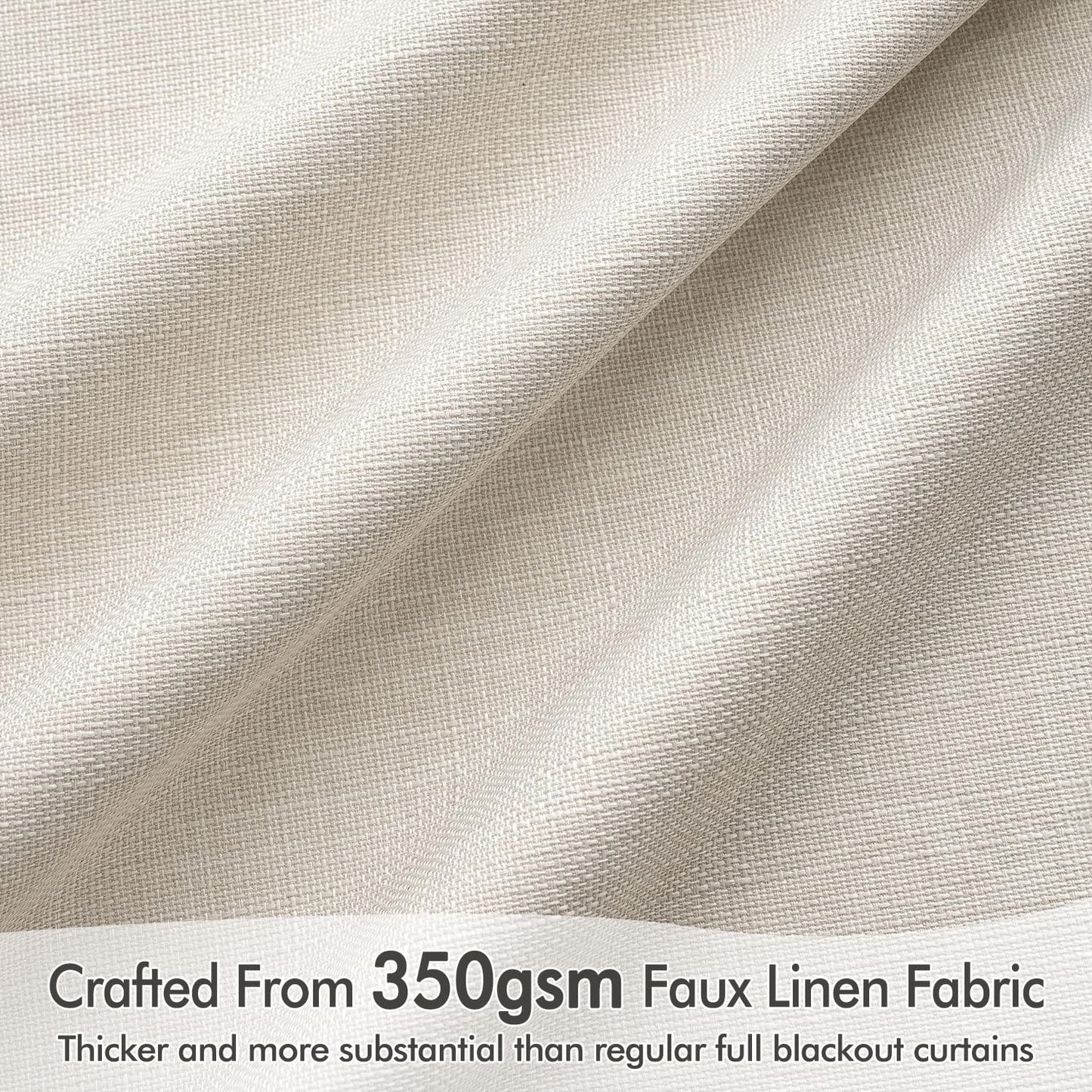 MIULEE 100% Blackout Curtains 100 Inch Long 2 Panels Set for Bedroom, Thick Luxury Faux Linen Black Out Curtain Room Darkening Back Tab Pleat Window Textured Drapes with Hooks for Living Room, Birch