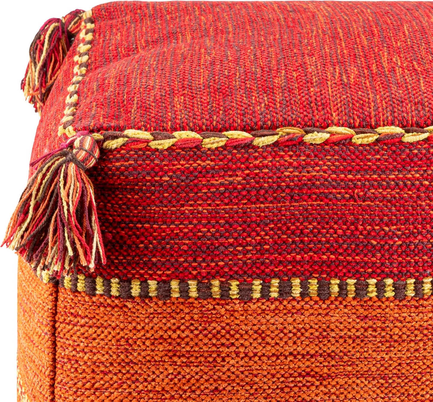Mark&Day Pouf Ottoman, Hinterbruhl Global Burnt Orange Cube Pouf Foot Rest for Living Room, Bedroom and Boho Home Decor (18"x18"x18")