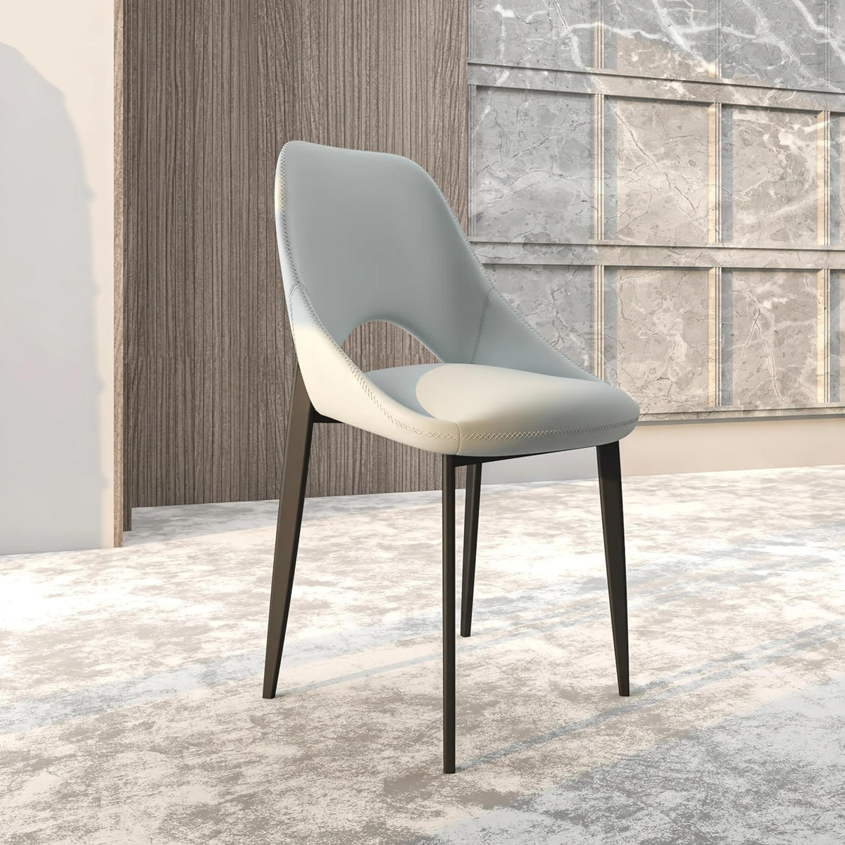 LeisureMod Amalfi Upholstered Fabric Dining Chair – Modern Side Chair with Iron Legs, Mid-Century Accent Chair for Dining Room or Kitchen
