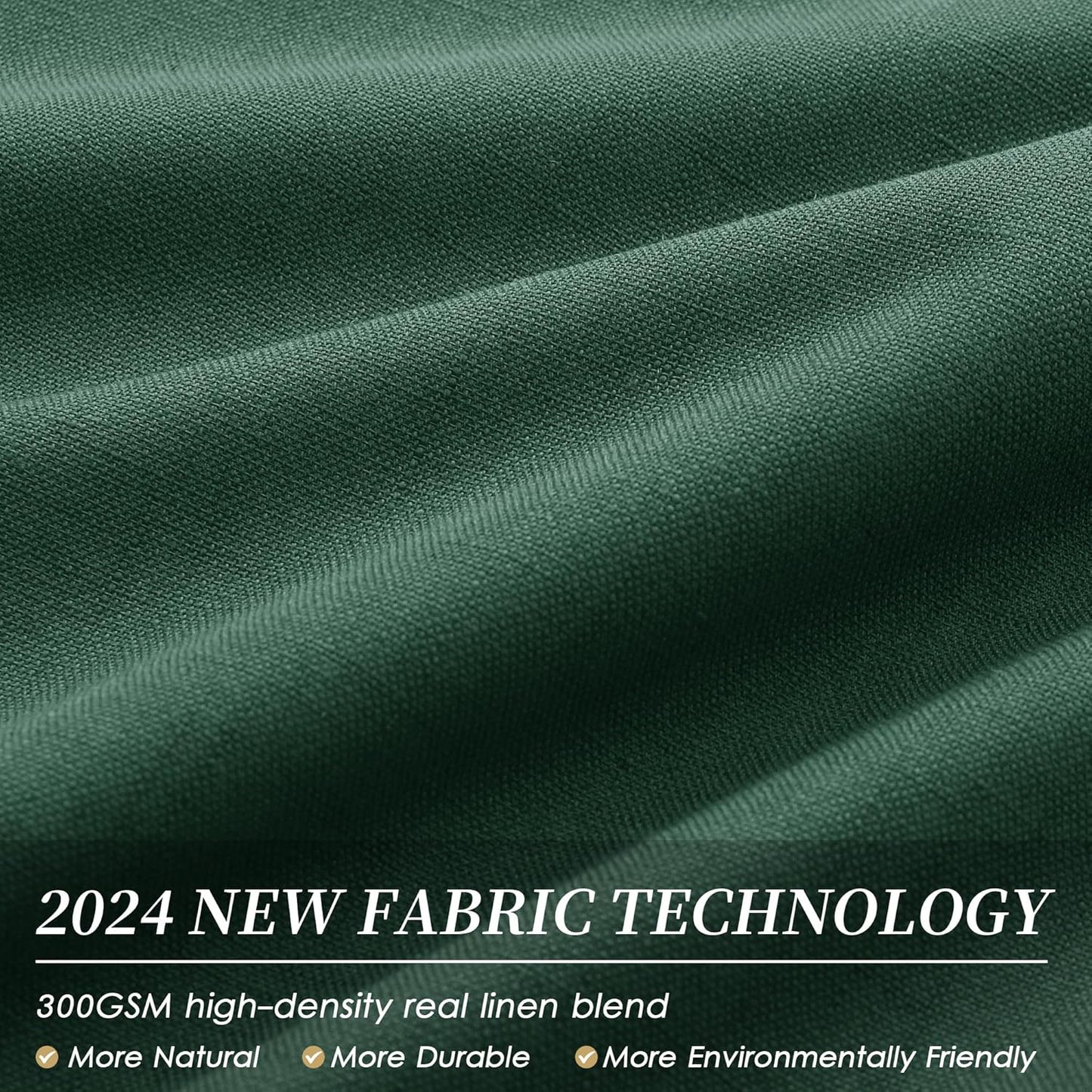 BOODII Room Darkening Curtains Green Black Out Curtains 96 Inches Long 2 Panel Set Back Tab Blackout Linen Curtain for Sliding Door Modern Farmhouse Living Room Window Drapes Soundproof 52x96