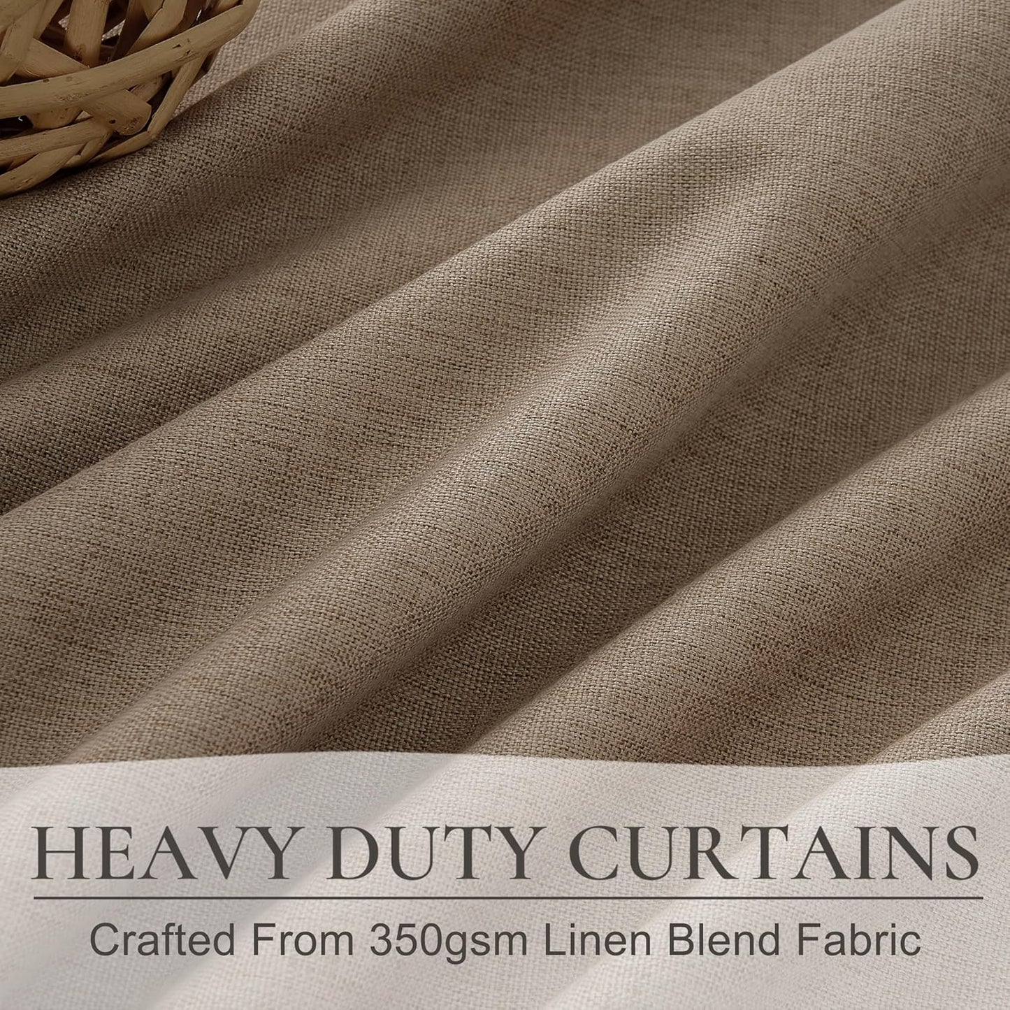 RustBrown Linen Pinch Pleated Blackout Curtains & Drapes 96 Inch Long Bedroom/Livingroom Farmhouse Curtains 2 Panel Sets, Neutral Track Room Darkening Thermal Insulated 8ft Back Tab Window Curtain