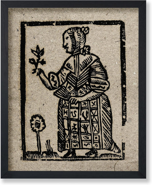 Poster Master Vintage Woodcut Poster - Retro Medieval Print - Gift for Gothic, Horror Fan - Witch Holding a Plant, Magic, Spell, Herbalist - Wall Decor for Bedroom, Dorm, 24x32 Unframed Wall Art