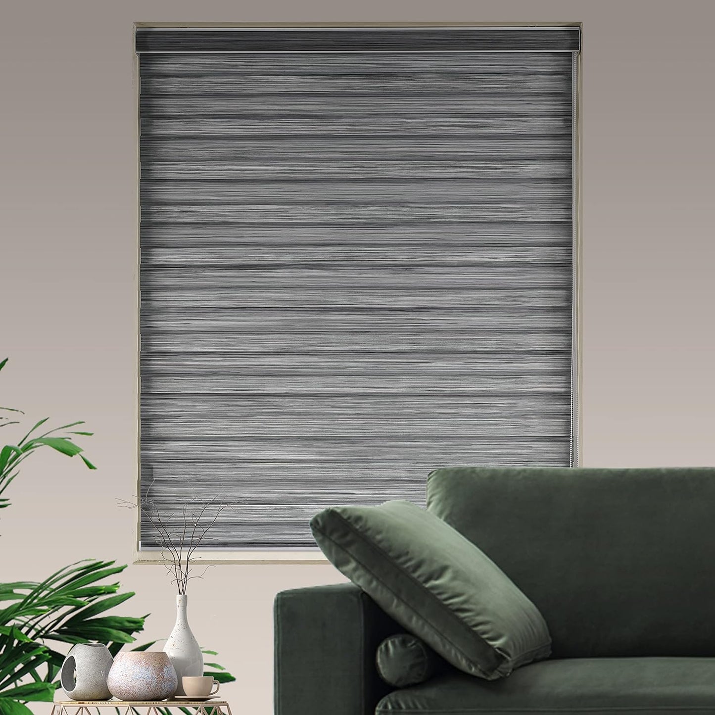 Zebra Blinds Window Blind Zebra Shade Blinds for Windows Roller Sheer Shades Privacy Light Filtering Shades for Home Kitchen Bathroom (Width 59'' X Height 72'' Grey)