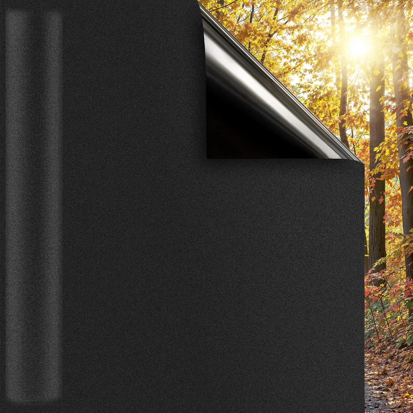 DUOFIRE Blackout Window Film Completely Light Blocking Privacy Window Film Room Darkening Frosted Tint Films for Day Sleep, Non Adhesive Static Cling Films DT-C009 (17.4 x 118 Inch)