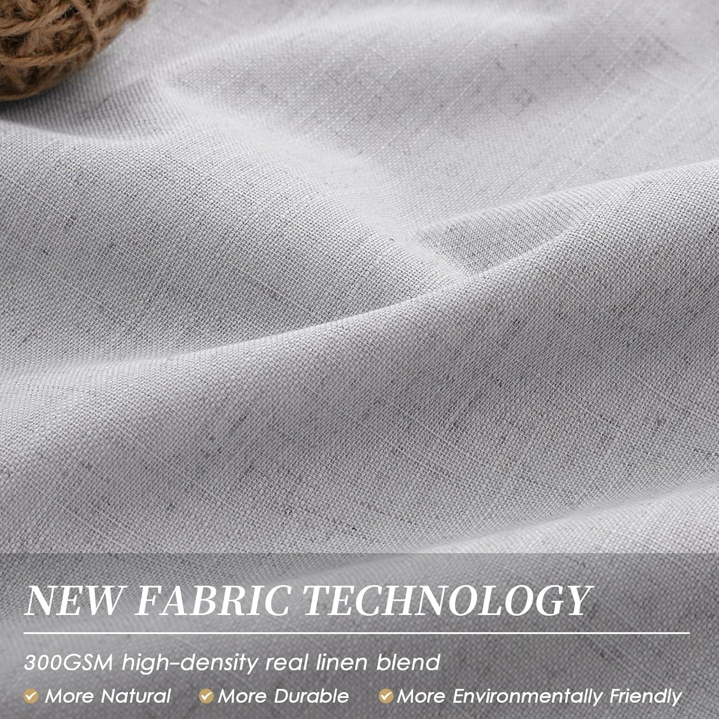 Gray Thermal Insulated Linen Curtains 90 Inches Long 2 Panels Back Tab Light Grey 100% Black Out Room Darkening Window Drapes Modern Thick Blackout Curtains for Bedroom Living Room Noise Reducing