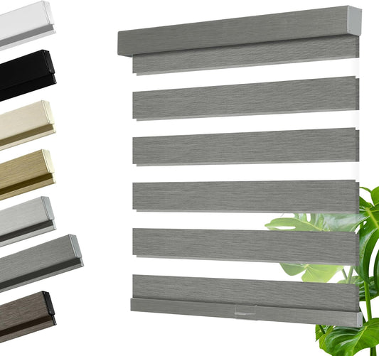 Cordless Zebra Blinds for Windows, Blackout Interior Blinds,Easy to Install,UV Protection,for Offices and Home,Custom Roller Shades, Mousse Grey,71" W x 72" H