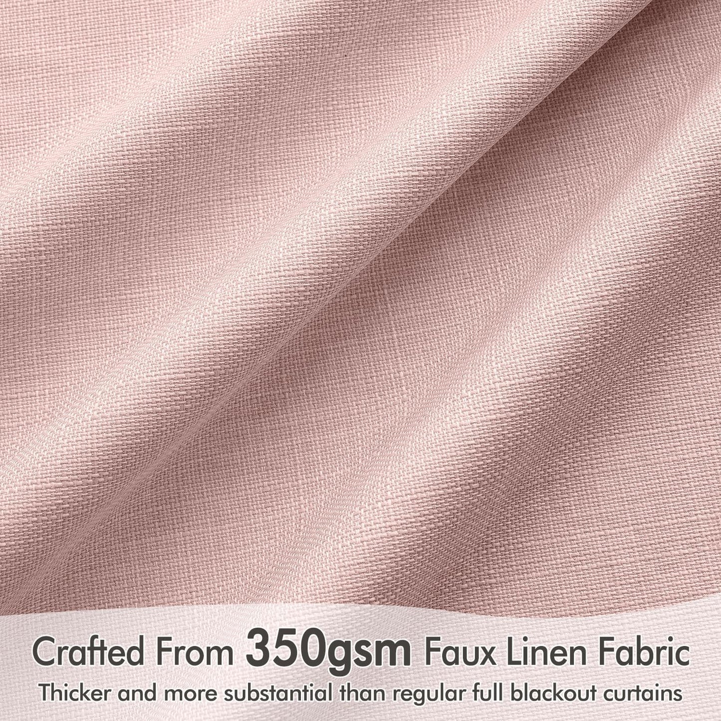 MIULEE 100% Blackout Curtains 108 Inch Long 2 Panels for Bedroom, Thick Luxury Faux Linen Black Out Curtain Room Darkening Back Tab Pleat Window Textured Drapes with Hooks for Living Room, Baby Pink