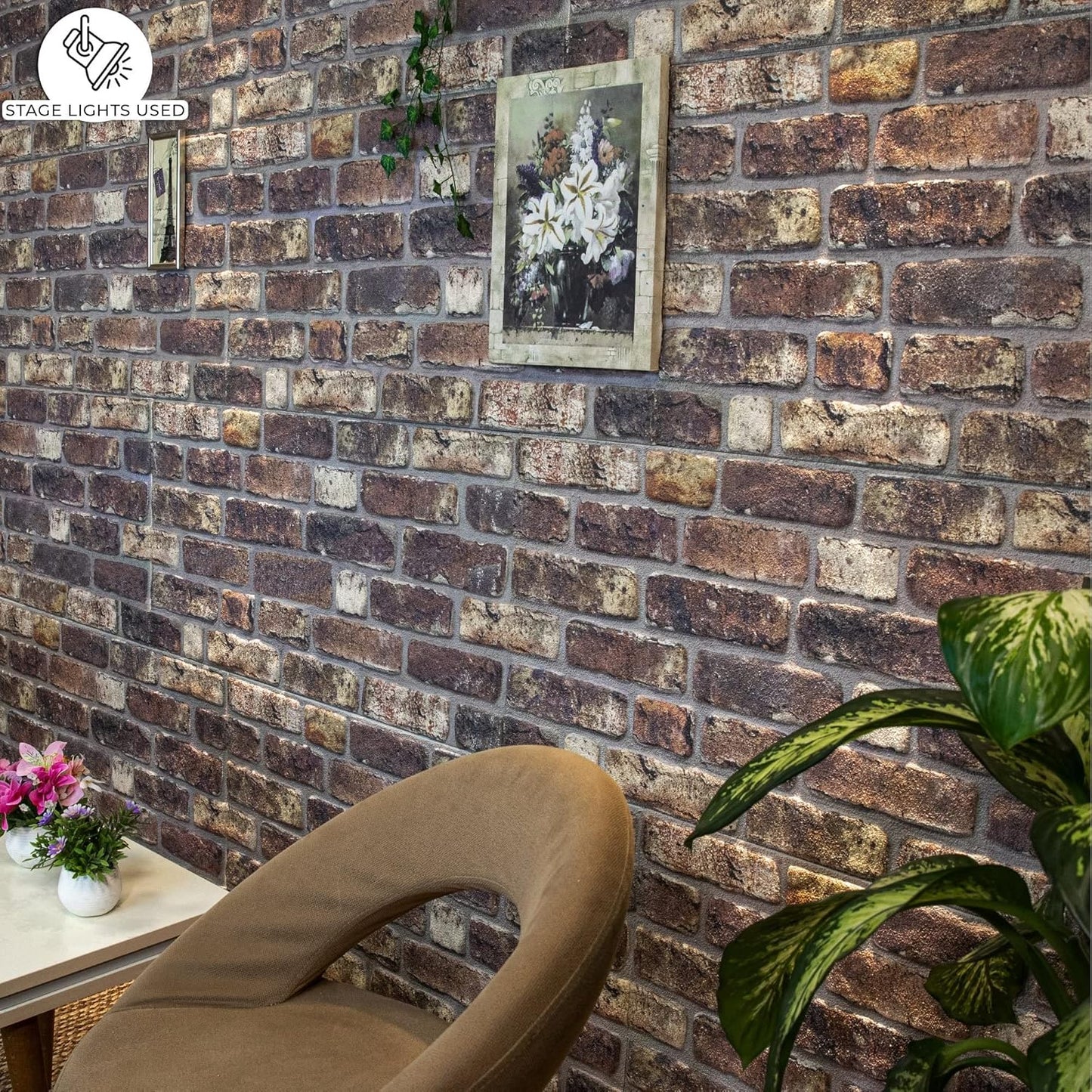 Dundee Deco 3D Wall Panels Faux Brick - Cladding, Grey Brown Stone Look Wall Paneling, Styrofoam Facing for Living Room, Kitchen, Bathroom, Balcony, Bedroom, Set of 10, Covers 53 sq ft