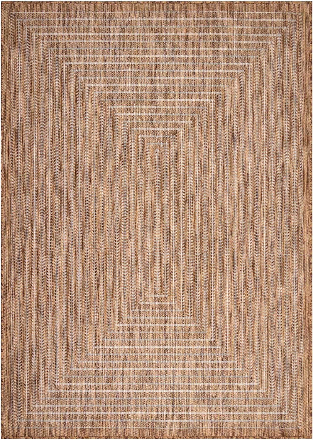 Adiva Rugs Outdoor Indoor Area Rug, Weather Resistant, Easy to Clean, Stain Resistant Floor Mat for Dining Room, Backyard, Deck, Patio (Wooden, 5' x 7')