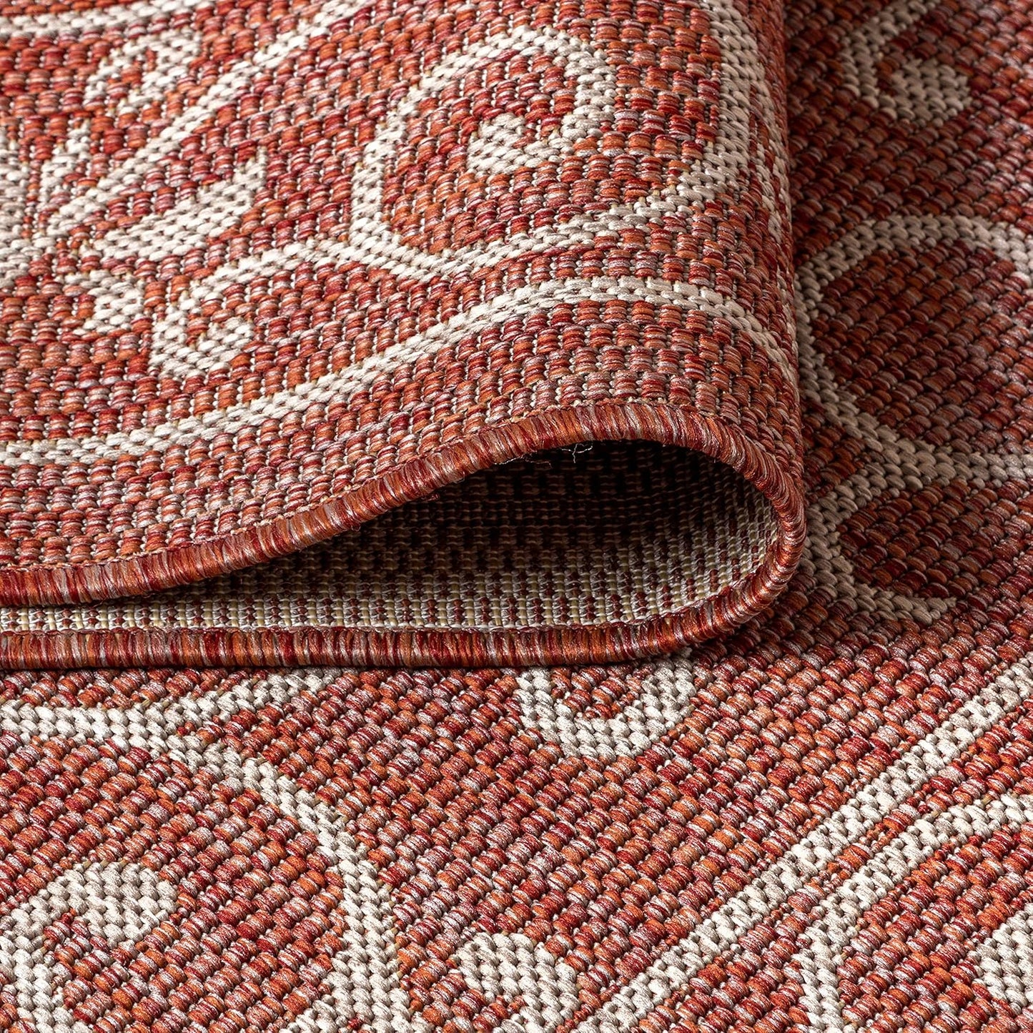 JONATHAN Y Vintage Filigree Indoor Outdoor Area Rug 6X9 Red/Beige, Charleston Textured Weave for Backyard, Patio, Porch, Easy-Cleaning, High Traffic, Pet-Friendly, Non-Shedding (SMB106B-6)
