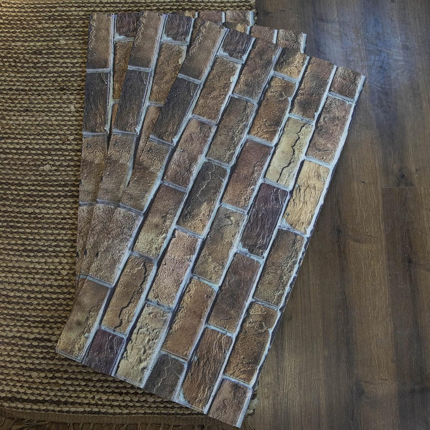 Dundee Deco 3D Wall Panels Faux Brick - Cladding, Brown Beige Stone Look Wall Paneling, Styrofoam Facing for Living Room, Kitchen, Bathroom, Balcony, Bedroom, Set of 5, Covers 27 sq ft