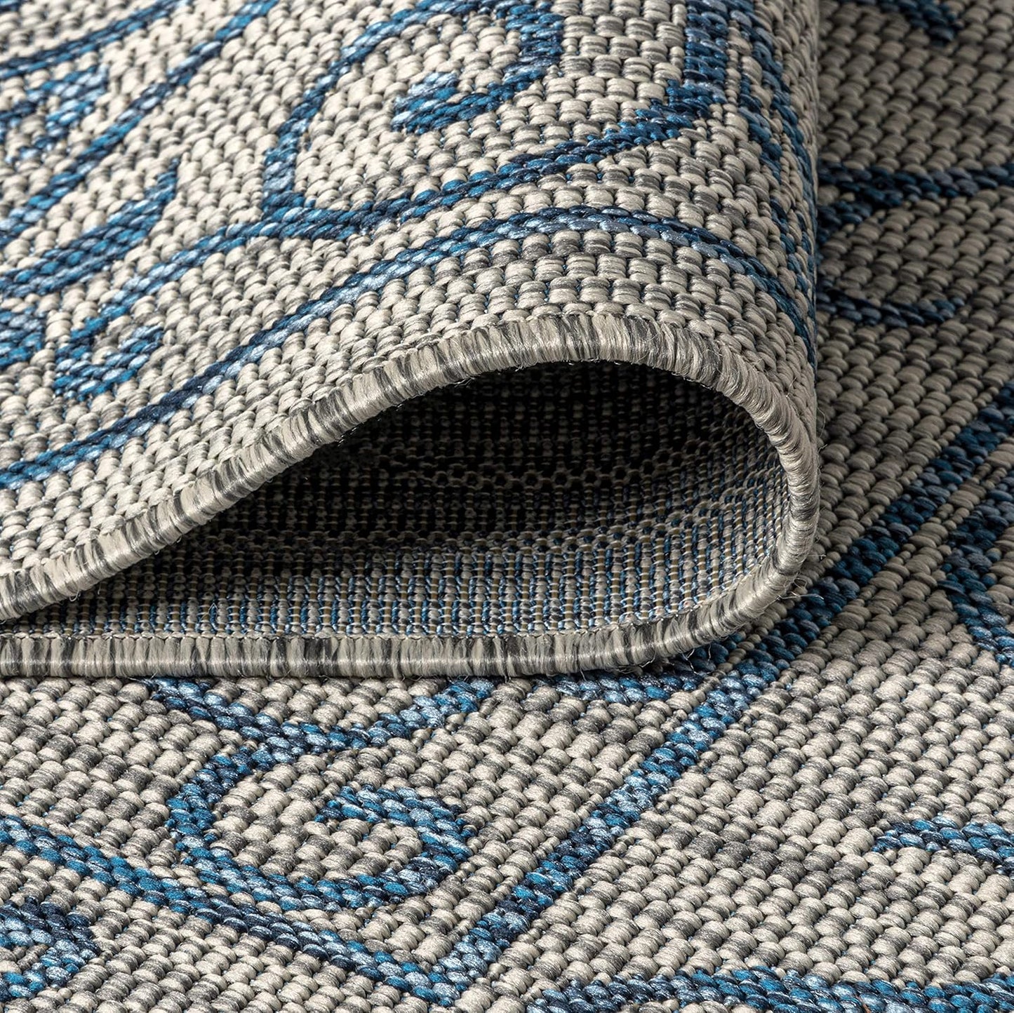 JONATHAN Y Vintage Filigree Indoor Outdoor Runner Rug 2X10 Gray/Navy, Charleston Textured Weave for Backyard, Patio, Porch, Easy-Cleaning, High Traffic, Pet-Friendly, Non-Shedding (SMB106C-210)