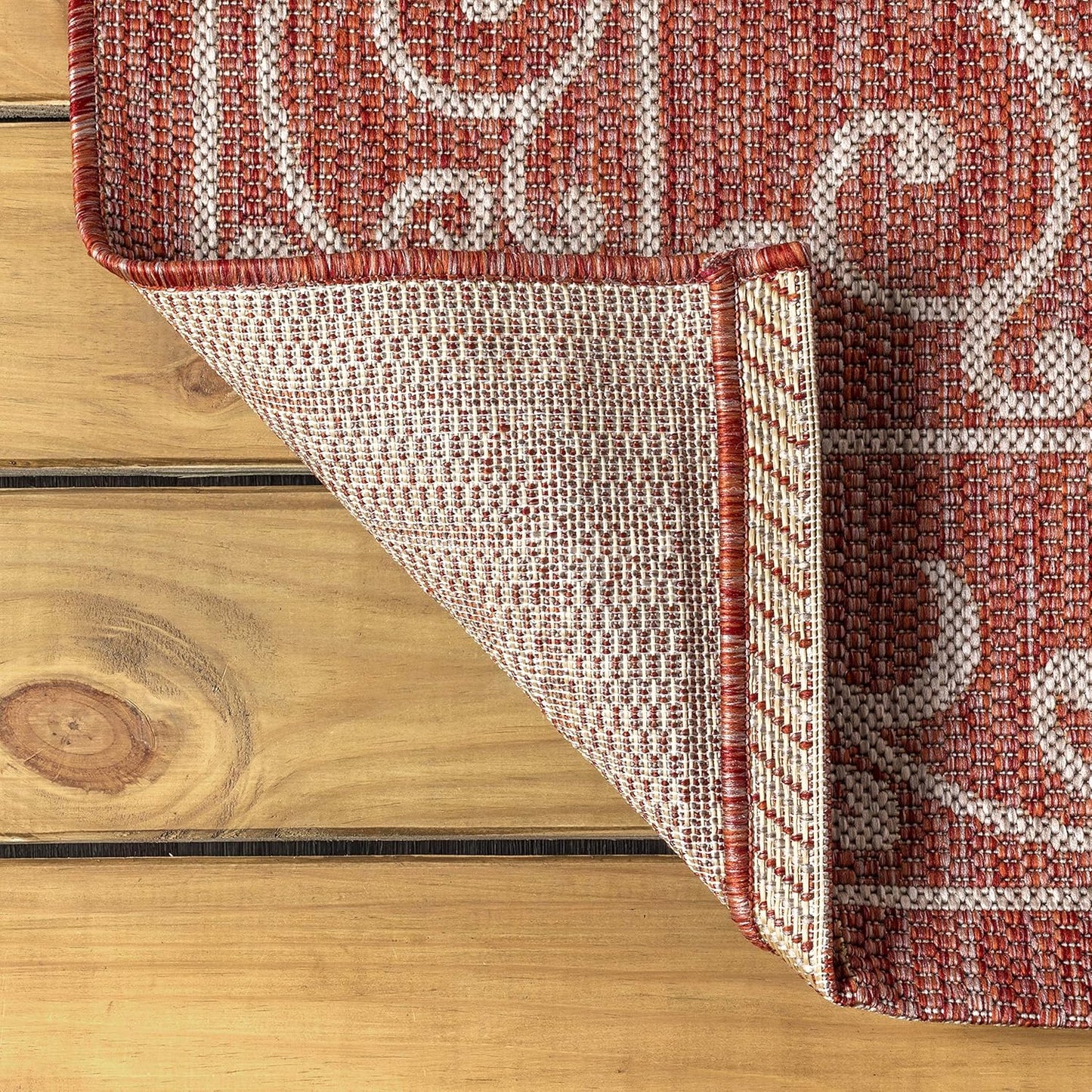 JONATHAN Y Vintage Filigree Indoor Outdoor Octagon Area Rug 8 Ft Red/Beige, Charleston Textured Weave for Backyard, Patio, Porch, Easy-Cleaning, High Traffic, Pet-Friendly, Non-Shedding SMB106B-8TGN